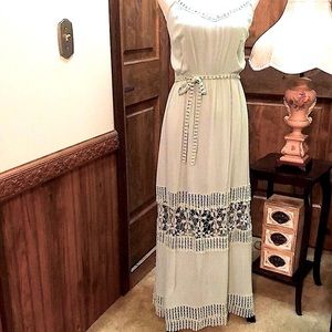 Crochet Grecian Goddess Soft Mint Maxi Dress